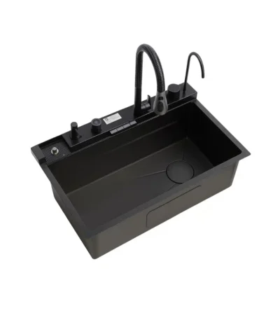 SYLUX Victoria PVD Black Kitchen Sink 30x18x9 With Accessories