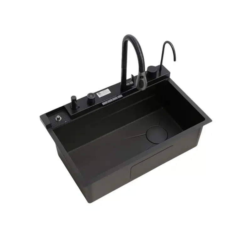 SYLUX Victoria PVD Black Kitchen Sink 30x18x9 With Accessories