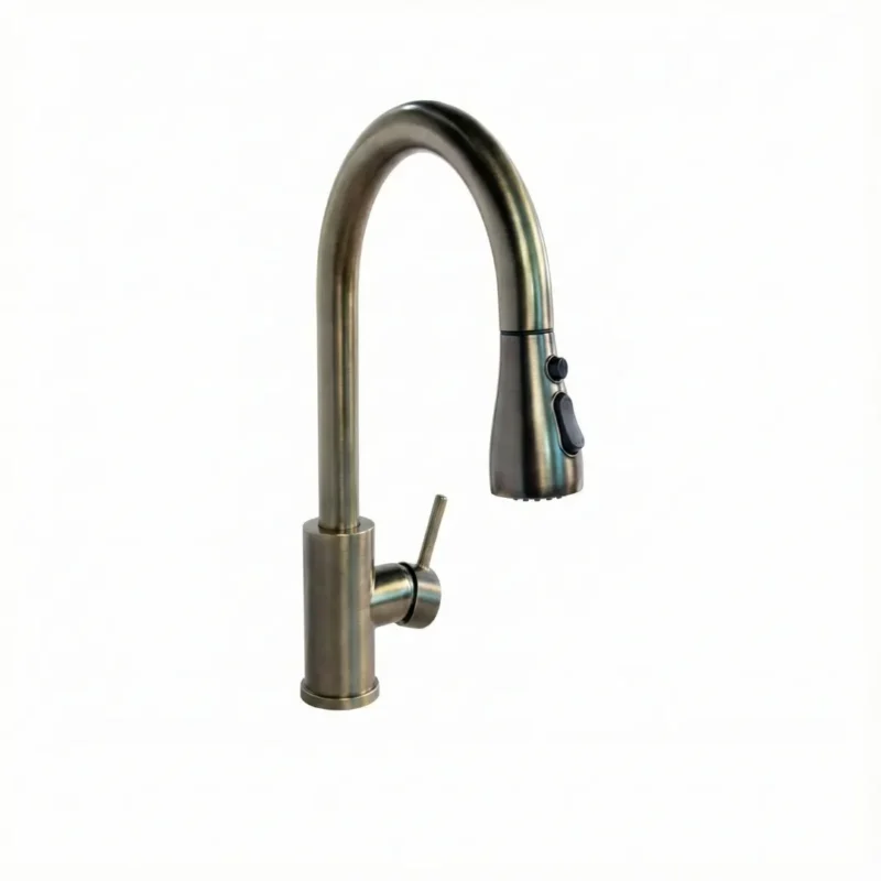 Carysil Kitchen Faucet Swan SS Inox Pull Out in Yellow Gold