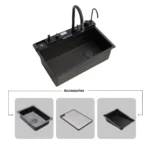 SYLUX Victoria PVD Black Kitchen Sink 30x18x9 With Accessories