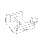 HB Wall Mounted Robe Hook Zed Bathroom Silver Finish