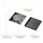 VISTA Tile Insert Floor Drain For Bathroom In Black Finish