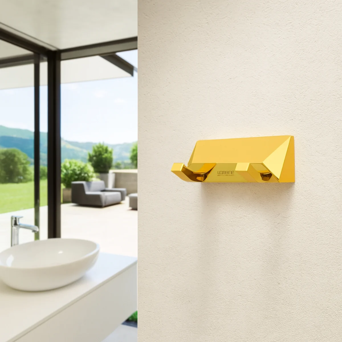 Aagna U-VA Robe Hook Gold For Bathroom