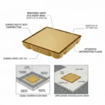 VISTA Square Floor Drain Polished Gold Finish for Bathroom