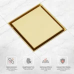 VISTA Square Floor Drain Polished Gold Finish for Bathroom