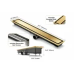 Vista Modern Gold Linear Floor Drain for Bathrooms