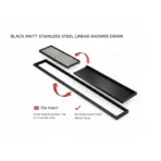 Vista Linear Shower Drain: Modern Matte Black