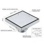 VISTA Square Tile Insert Floor Drain for Bathroom