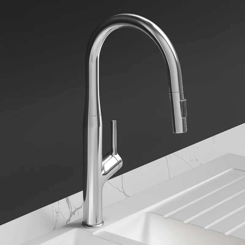CARYSIL ALA Chrome Kitchen Faucet with Pull-Out Sprayer