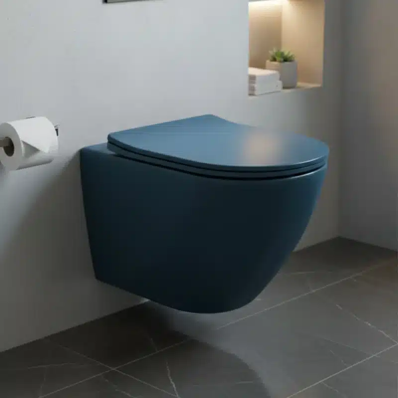 Brizzio Wall Toilet and Basin Set Matte Blue