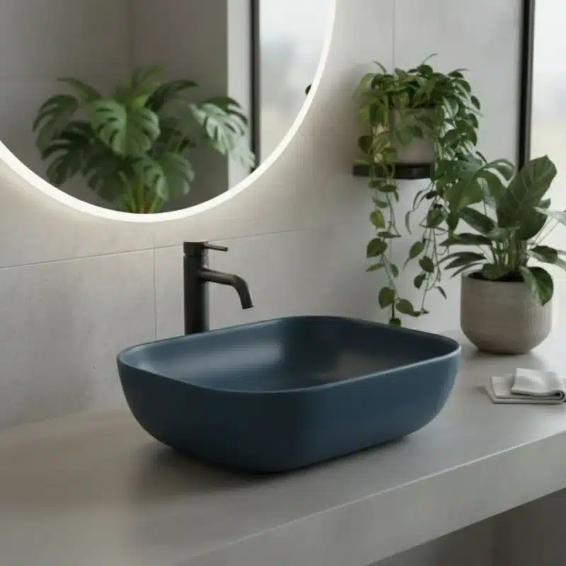 Brizzio Wall Toilet and Basin Set Matte Blue