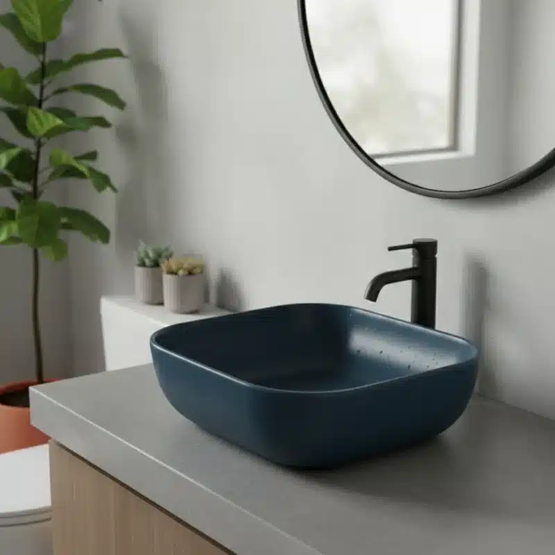 Brizzio Wall Toilet and Basin Set Matte Blue