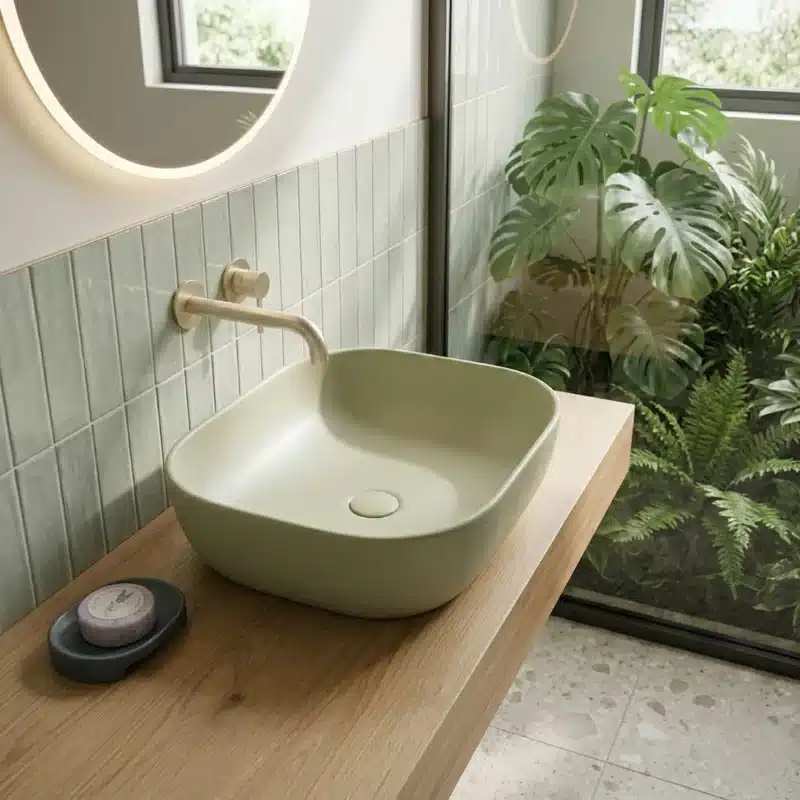 Brizzio Wall Hung Toilet Basin Set Matte Pastel Green