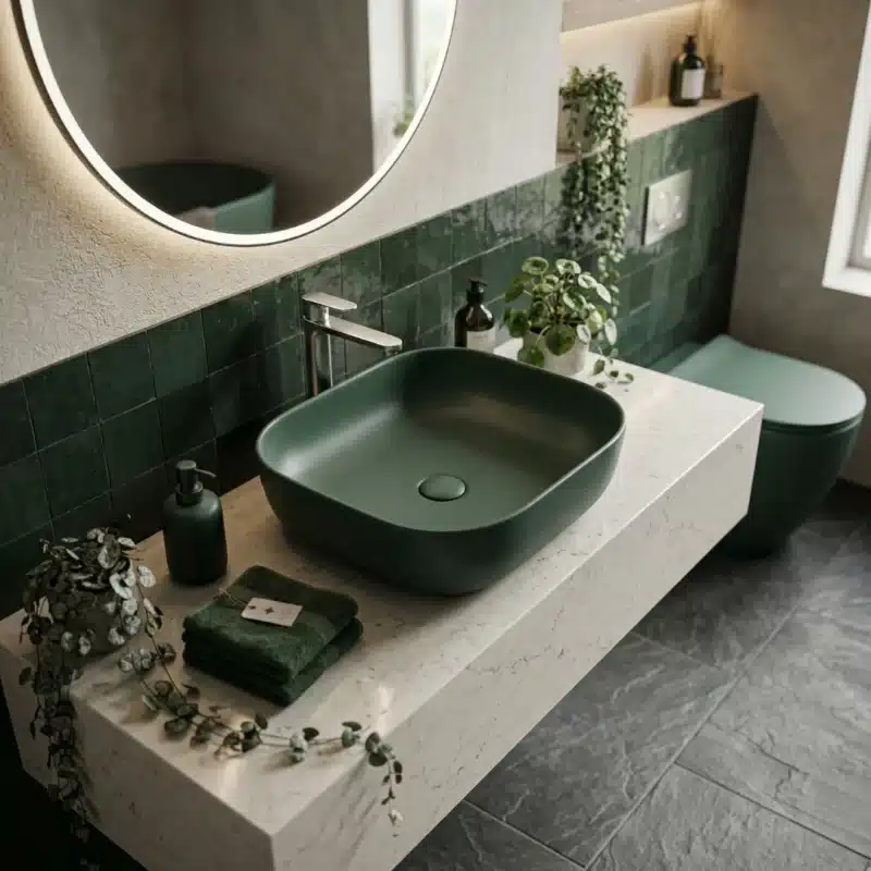 Affordable Brizzio Wall Hung Toilet Basin Set Matte Dark Green