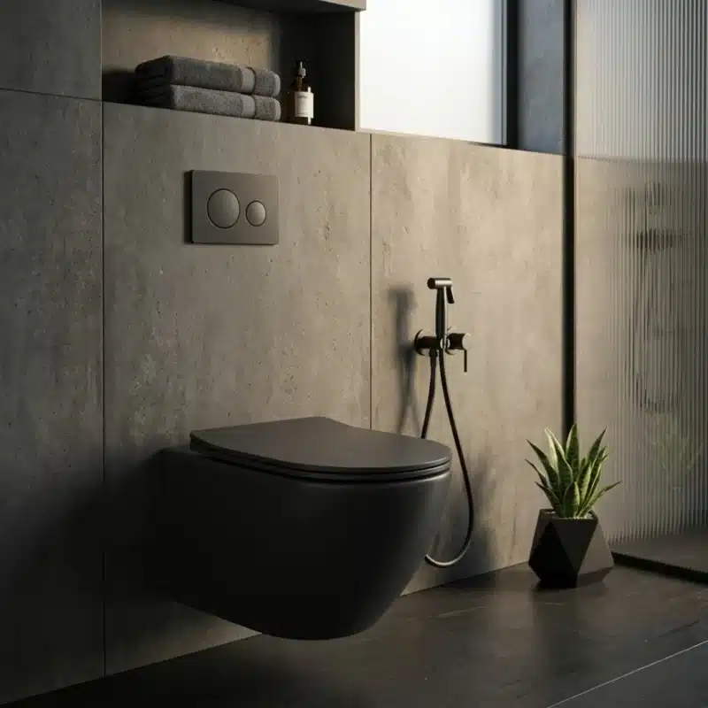Modern Brizzio Toilet And Wash Basin Set Matte Dark Grey