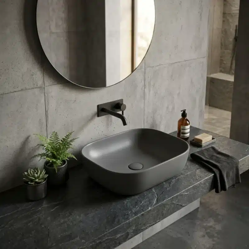 Modern Brizzio Toilet And Wash Basin Set Matte Dark Grey