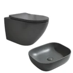 Modern Brizzio Toilet And Wash Basin Set Matte Dark Grey